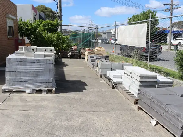 Pallets of cement at the Bundoora yard