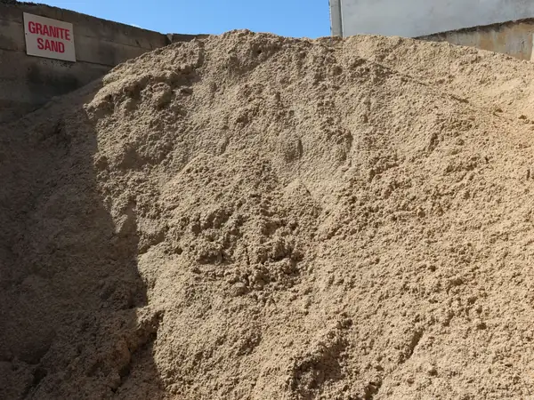 Blended soil and sand stacked at the Bundoora yard, ready for delivery