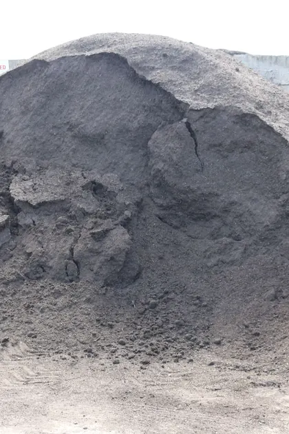 Blended soil in a bulk bay at the Bundoora yard, used for new lawns and garden beds