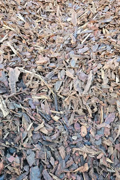 Pine bark mulch in a bulk bay at the Bundoora yard