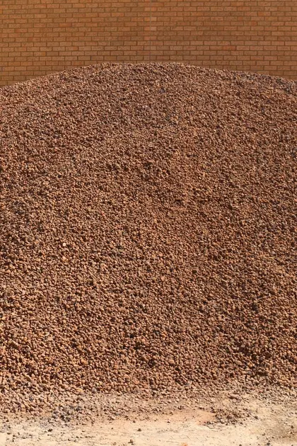 Scoria 20mm drainage aggregate in a bulk bay